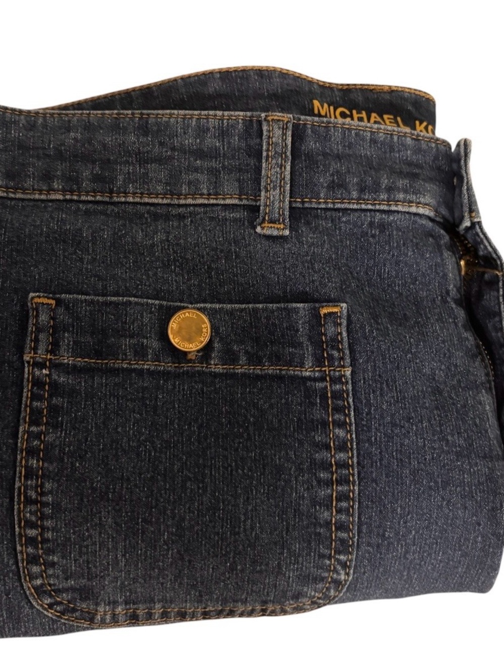 Michael Kors Indigo Denim Jeans with Gold Hardware